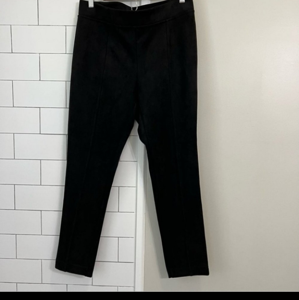 Andrew Marc Black Faux Suede Skinny Pull On Pants